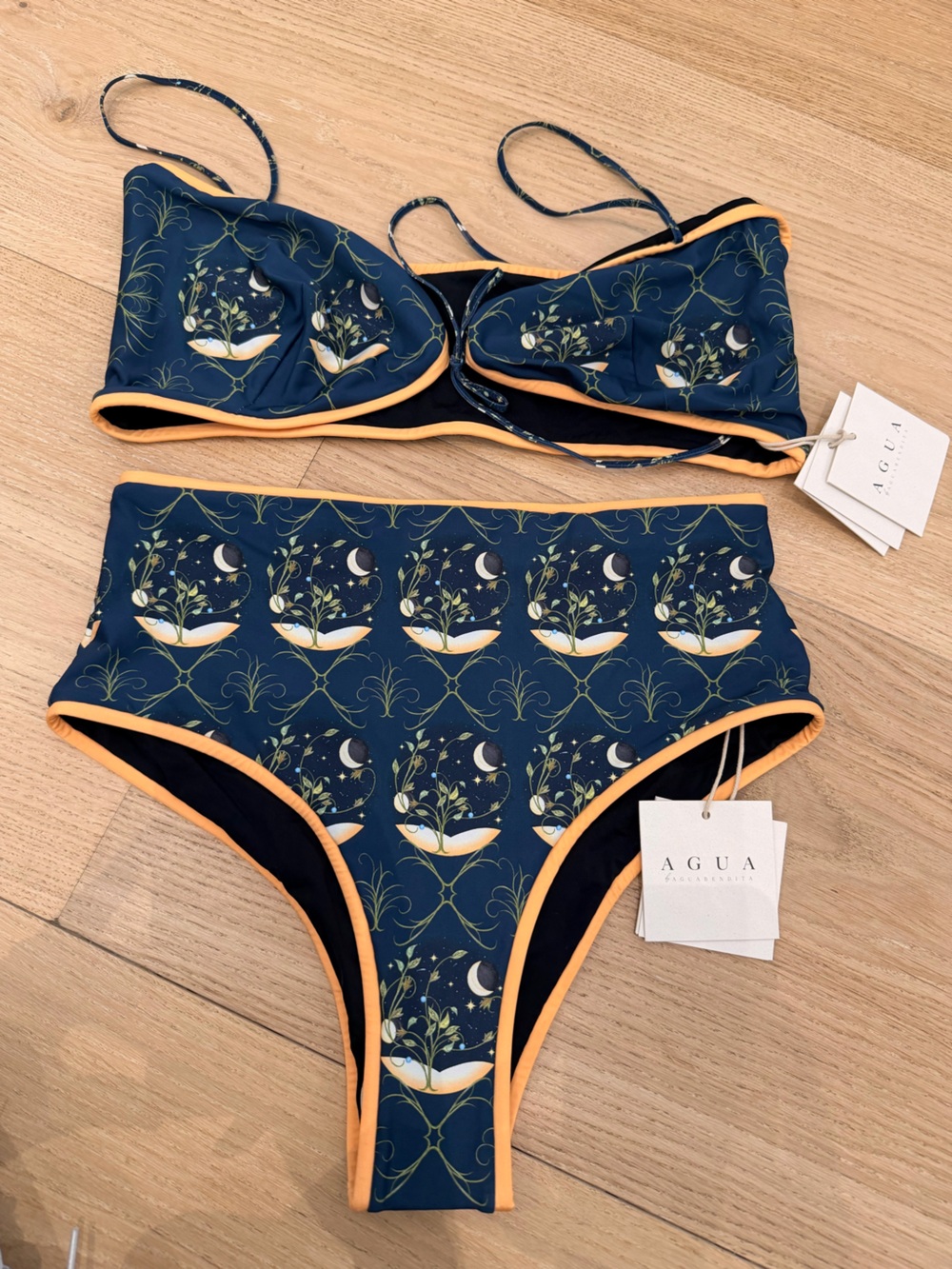 Agua by Agua Bendita Navy & Orange Girls' Two-Piece Swim Set